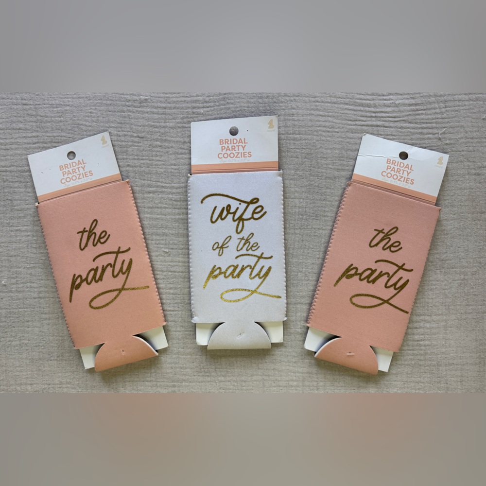 Bridal Party Slim Can Koozies - 'Wife of the Party' and Two ‘The Party’